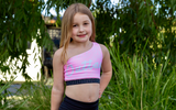 Spring '24 - 1 shoulder pink rhinestone sports bra