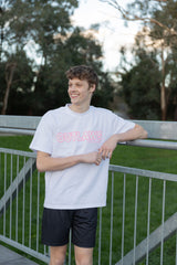 Spring '23  - White oversized tee w pink puff print