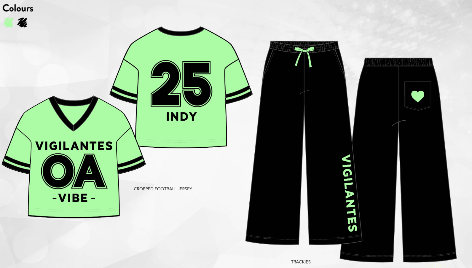 Vigilantes- Mint green cropped team jersey 2025