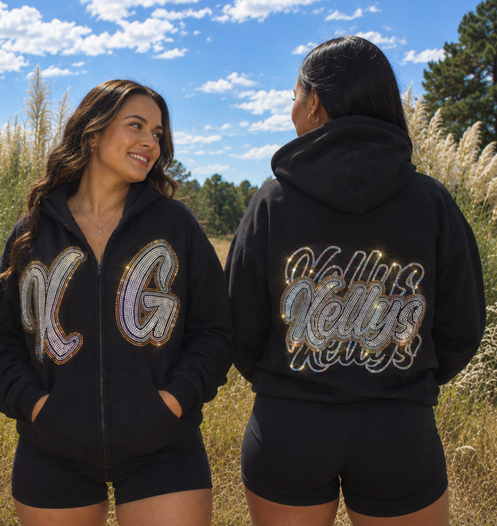KELLYS Rhinestoned zip hoodie